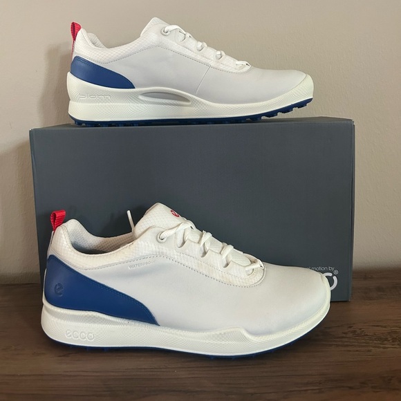 Ecco Other - Ecco Men's Biom Hybrid Golf Shoes-Leather-White/Mazarine Blue-Size 9:9.5NIB
